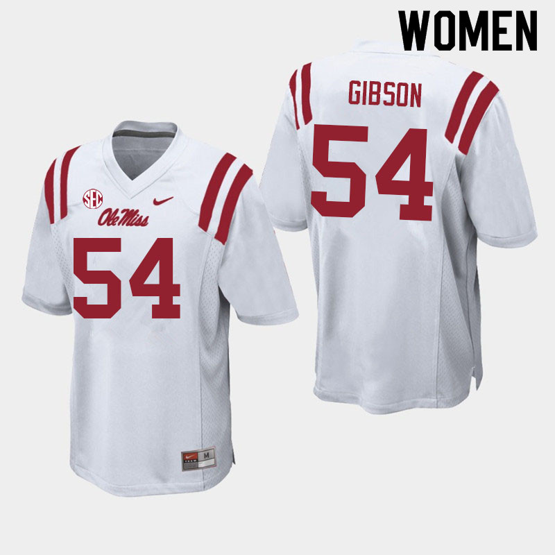 Women #54 Carter Gibson Ole Miss Rebels College Football Jerseys Sale-White
